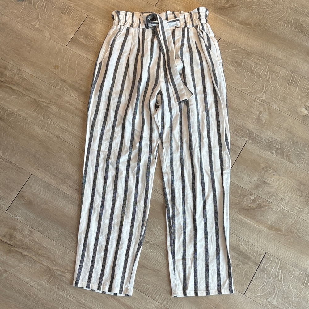 U2B Urban Basics Stripe Pants Size Small Linen & Rayon